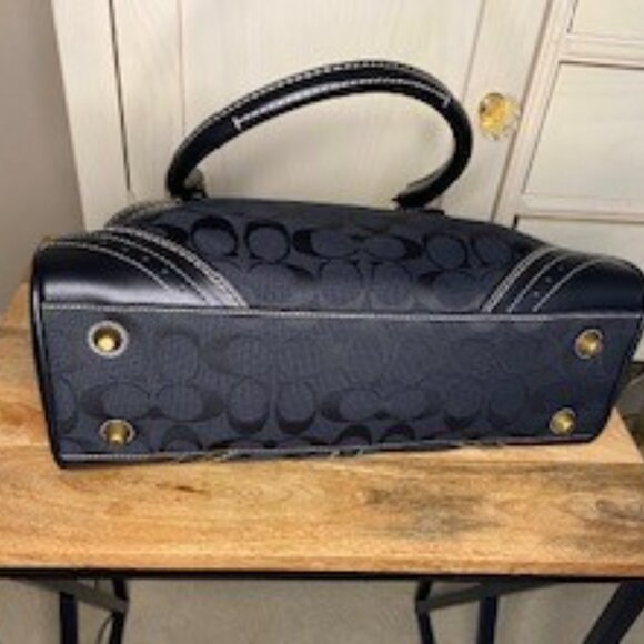COACH Black Signature Horsebit Satchel Handbag - Gold Hardware - Picture 5 of 6